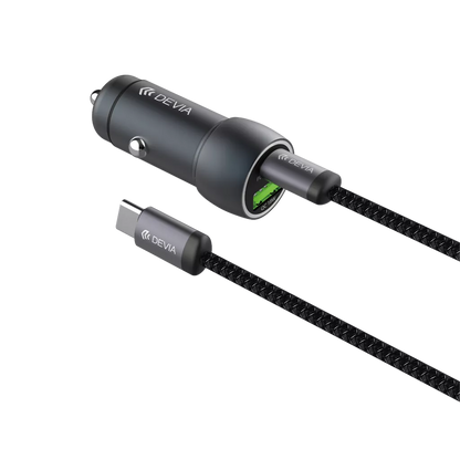 Devia - 30W PD USB-C & Qualcomm 3.0 USB Port Car Adapter & 1.2m USB-C to C Cable