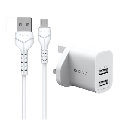 Devia - 2.4A Dual USB Plug & 1m MicroUSB Cable