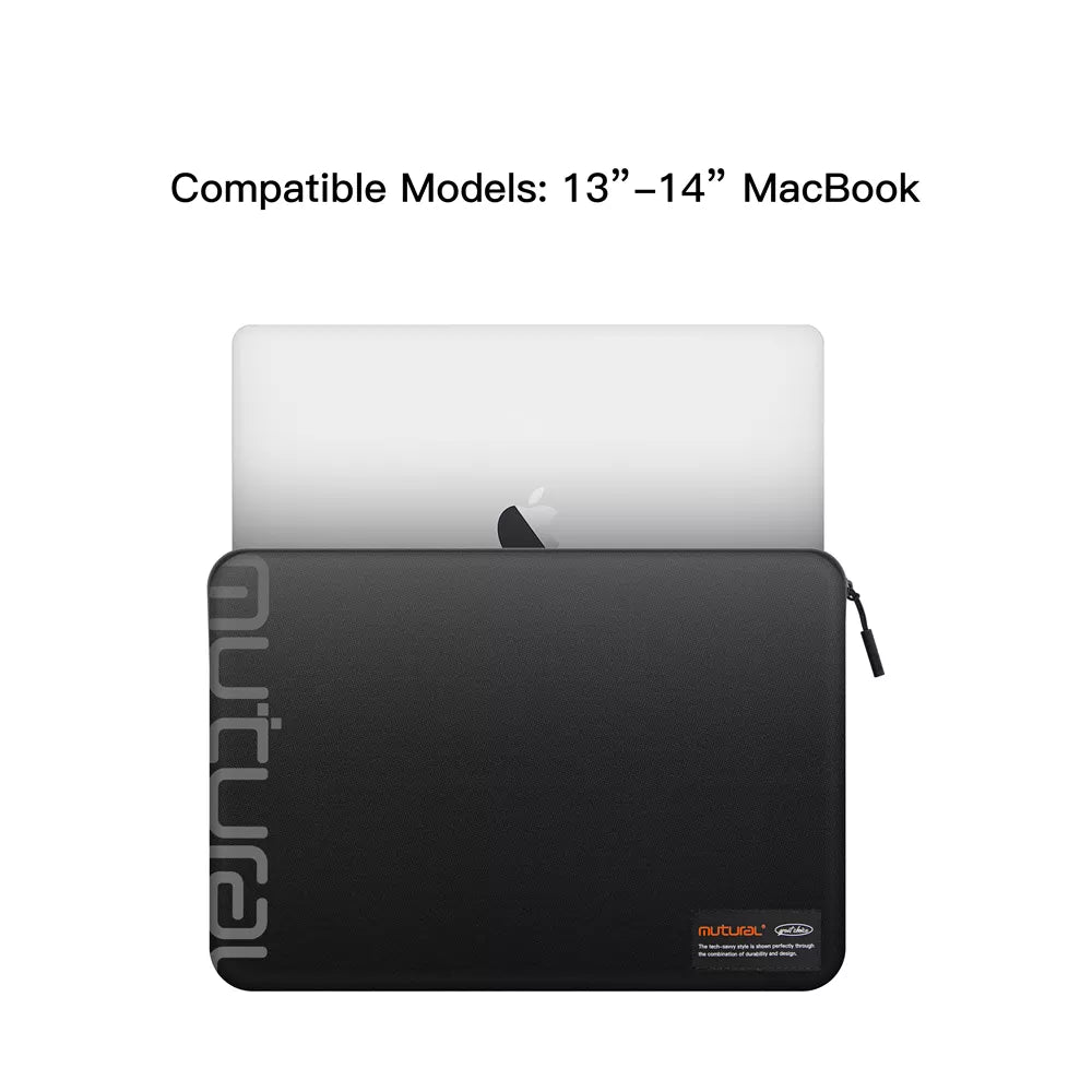 Mutural - Minimalist - 13 to 14" Universal Notebook & Laptop Sleeve - Black