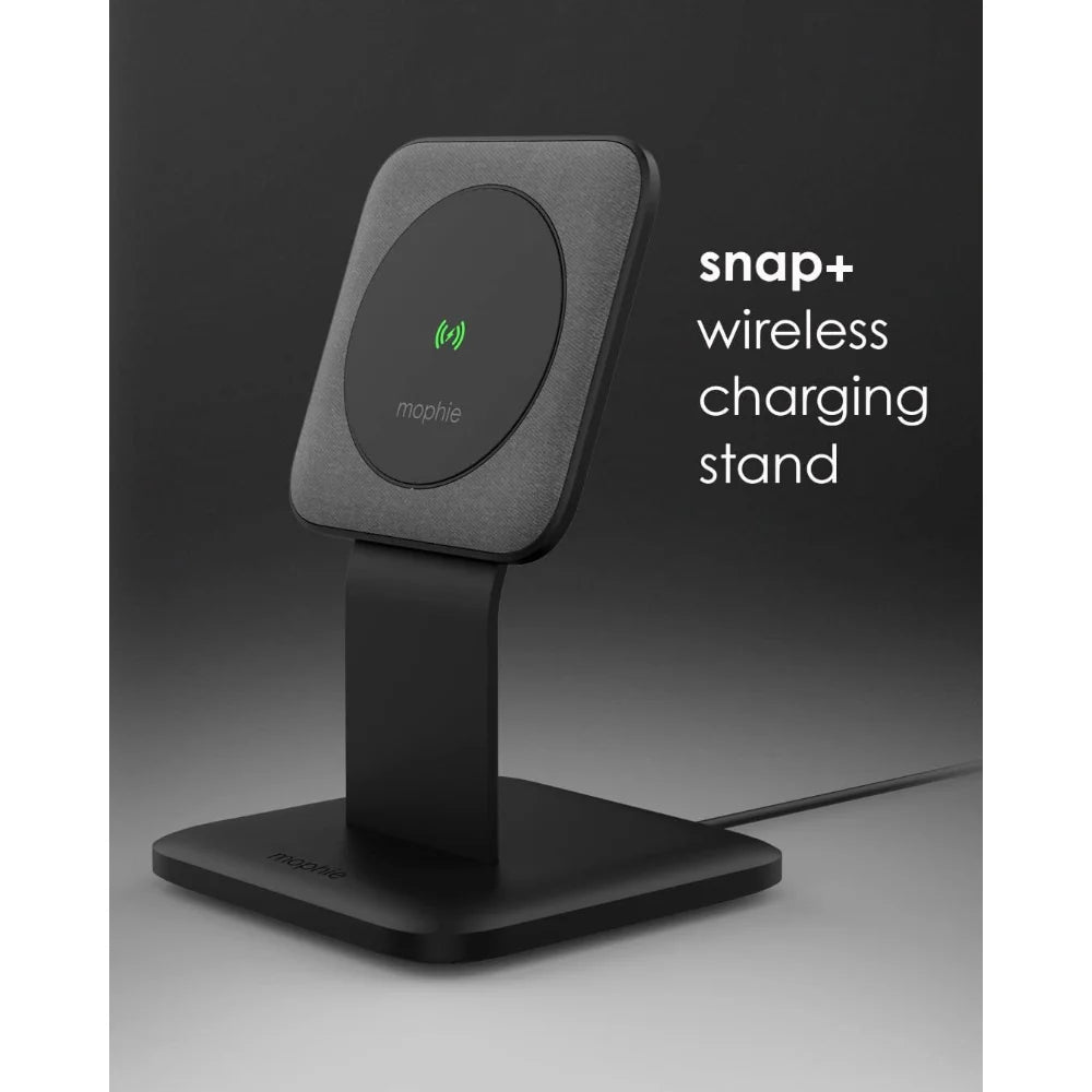 Mophie Snap+ Wireless Charging Stand, 15W, Fast Charging, MagSafe, Qi-Enabled, Black