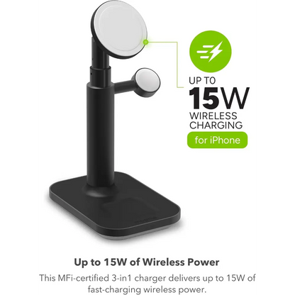 Mophie 3-in-1 Wireless Fast Charger Extendable Stand with MagSafe (15W)
