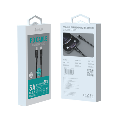 Devia - 1.5m Mesh Armour Type C to Lightning Cable - Black